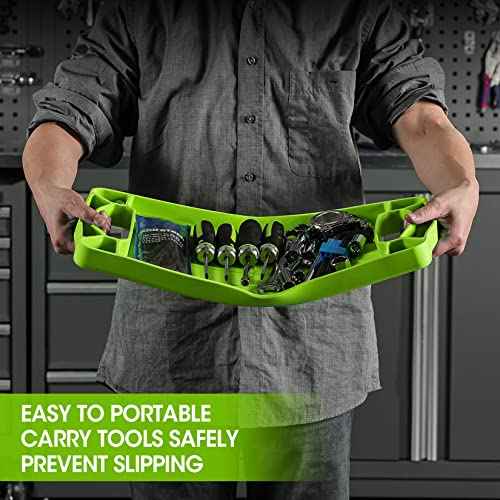 DURATECH Flexible Tool Tray, Silicone Tool Holder for Mechanics Storage, Heat and Chemical Resistant Organizer for Automotive, Industry and Household(3pack Green)