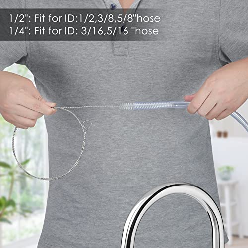 FOLUNUE 40-Inch Stainless Steel Pipe & straw Cleaner Set (1 white), 4‑Piece Long Brush Kit for Kegerator & Hose Cleaning