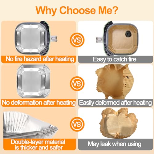Air Fryer Liners, 100Pcs Aluminum Foil Air Fryer Disposable Paper Liner