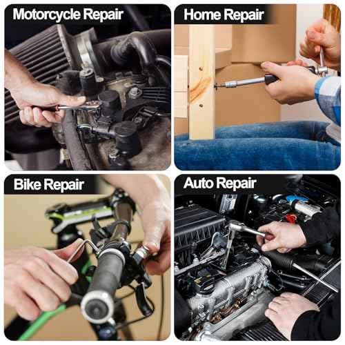 Egofine 46 Pieces 1/4 inch Drive Socket Ratchet Wrench Set, with Bit Socket Set Metric and Extension Bar for Auto Repairing and Household, with Storage Case