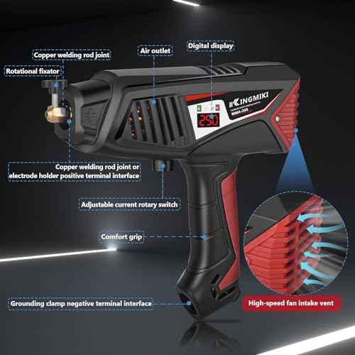 Handheld Welder, 110V 20-250A Adjust Portable Welder with Rotary Switch & Digital Display Welding Gun, 1/16-1/8" ARC Stick Welder, Handheld Welder Portable Welding Machine (Red)