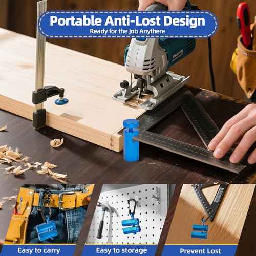 Precision Stair Gauges for Framing Square, Premium stair gauge Layout Tool with Carabiner & Holder, Metal Framing Square Stops for Circular Saw/Stair Stringer/Rafter Layout, Framing Jip for Carpentry