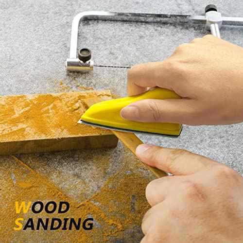 Micro Sander Kit, 80 Sheets Detail Handle Sanding Tools with Sandpaper 60 to 600 Grit for DIY Crafts Wood Tight Narrow Spaces Polishing (80pcs)