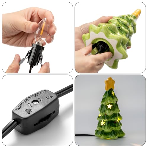SIXZOONM Black 6FT C7 LED Accessory Cord with Candelabra E12 Socket & Switch