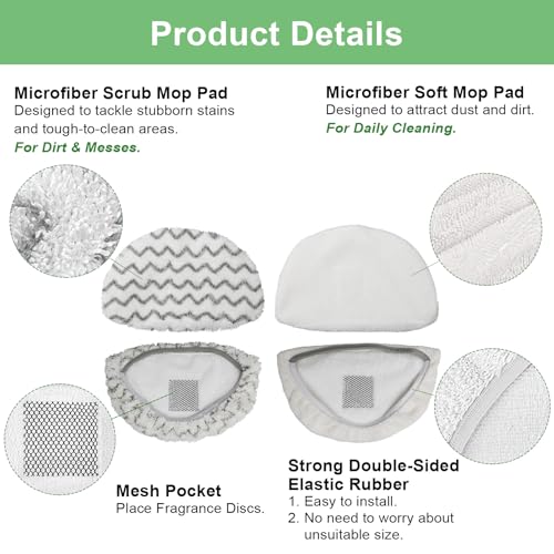 APRIL-FLOWER 6-Pack 1940A Steam Mop Pads for Bissell PowerFresh Deluxe Scrubbing Mop