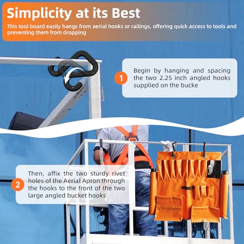 SERABETTO Lineman Tool Board Apron with Two 2" Hooks - Tool Organizer for Bucket Truck