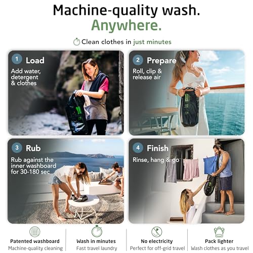 Scrubba Portable Wash Bag 5 oz Travel Clothes Washer with Patented Washboard Technology