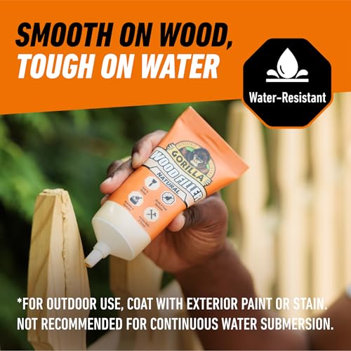 Gorilla All Purpose Wood Filler Natural 6 oz Tube - Indoor & Outdoor Repair