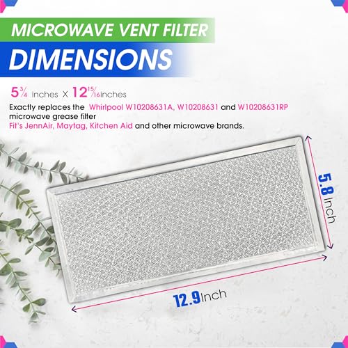 Bagean 2-Pack Microwave Filter 5.78 x 12.91 in Fits Whirlpool W10208631A