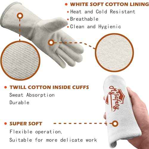 Leather Welding Gloves for Men or Women, Fire and Heat Resistant gloves for Stick,Tig,Mig,Fireplace,BBQ,Oven,Grill,Wood Stove,Animal Handling Gloves,Bite Proof for Cat or Dogs,Welders Gifts