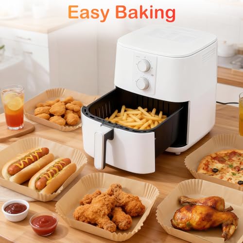 Adhjito 8" Square Air Fryer Liners 400 Pcs - Disposable Parchment Paper for 5-8 Qt