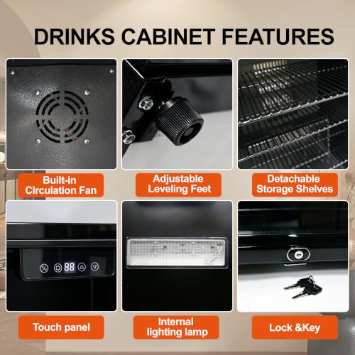 E-Yards 1.7 Cu.ft Beverage Refrigerator Cooler - 68 Can Mini Fridge Glass Door, Adjustable Shelves, Digital Temp, Black