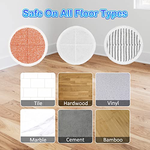 GFRED 6 Pack Bissell SpinWave Mop Pads Replacement 2124 2039A 2315, 2 Soft 2 Scrub 2 Heavy Scrub Pads (Variation: 2 White, 2 Gray, 2 Orange)
