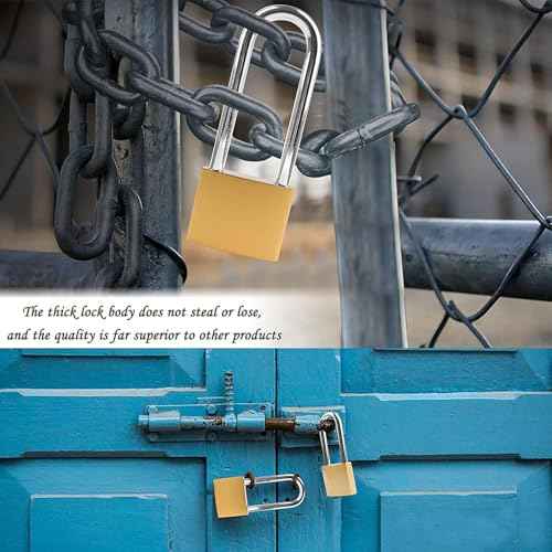 Key Locks, Shackle Length 2.63in, Long Shackle Padlocks with Keys, Gym Locker Padlocks, High Security Padlock, for Indoor, Gate, Garage