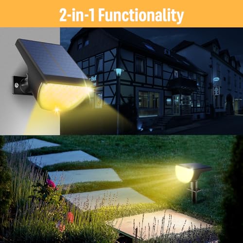 GKGG Solar Pathway Lights Outdoor Waterproof 76 LED 3 Modes 4 Pack Warm White