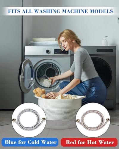 GA1FSL NPT 4 Ft Stainless Steel Washing Machine Hoses 2-Pack Burst-Proof Hot Cold