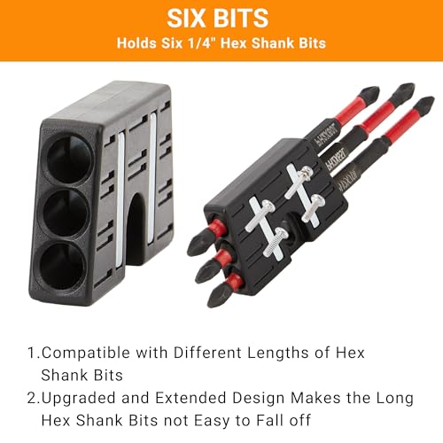 Upgrade Magnetic Bit Holder with 6 Magnetic Holes for Secure Mounting on Belt Buckle Screws for Dewalt, Ridgid, Makita, Bosch, Ryobi, Milwaukee and More