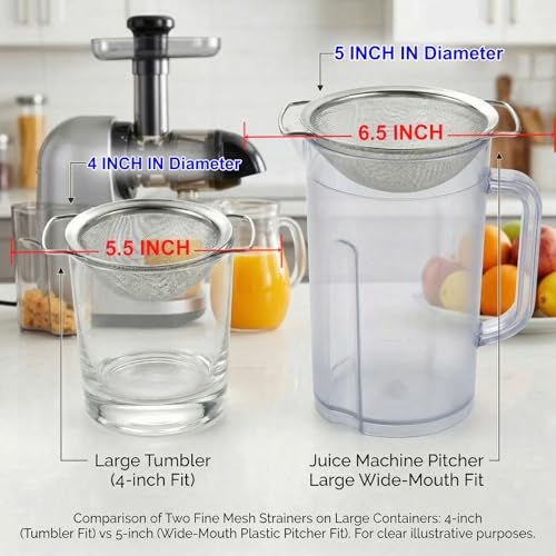 Fine Mesh Juice Strainer for Nama J2 304 Stainless Steel 4 Inch - Small-4 Inch