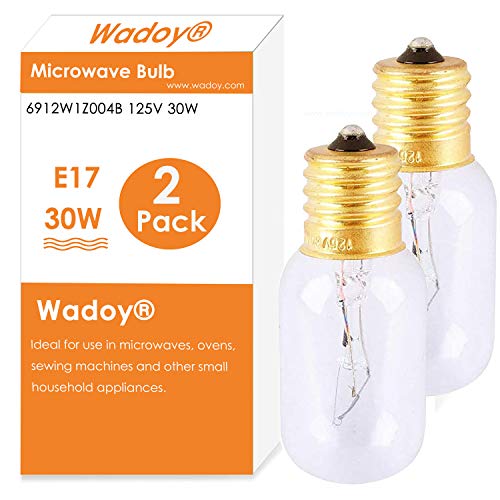 Wadoy 6912W1Z004B Microwave Light Bulb 125V 30W E17, 2-Pack Incandescent Replacement