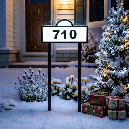 GEYUEYA Home Solar Address Sign with 2 Light Modes, Waterproof Yard Number Plaque