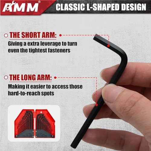 AMM 31-Piece Hex Key Wrench Set, Metric and SAE Allen Wrenches (0.028-3/8 inch, 0.7-10 mm) L Shape Allen Keys, Chrome Vanadium Steel