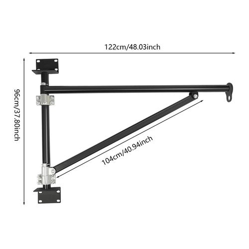 Wall Mount Jib Crane, Alloy Steel Hoist Support Arm with 180° Swing, Heavy Duty Crane Swing Arm with Pole, 440 lbs Capacity, Black