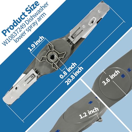 Whirlpool W10837249 Lower Dishwasher Spray Arm - Upgraded Replacement