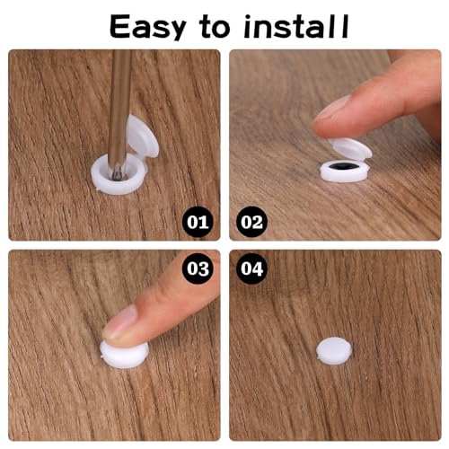 200Pcs Plastic Hinged Screw Cover Caps, Shutter Screw Caps, White Snap Washer Covers Flip Tops for Screw Protection, Covering Screw Heads, 577452_1_Vrc8r9kt3