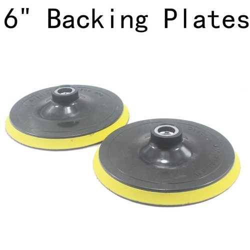 JUNLIXN 6 Inch Backing Plates Buffing Pads Holder 5/8-11 Thread Hook & Loop Backer with 1/4'' Connecting Rod Hex Shank for Polishing Tools, Sander (Pack of 4)