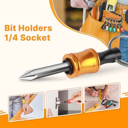 12PCS Keychain Bit Holder,Hex Drill Bit Holder for Impact Driver Drill Bit,Screwdriver Bit Holders for Tools and Gifts for Men