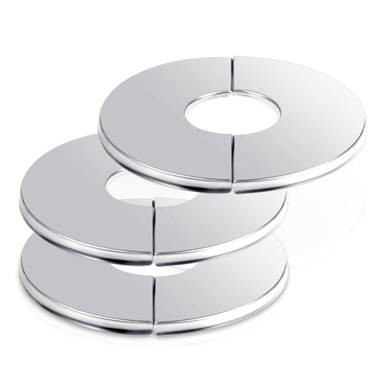 Prasacco 3 Pcs Escutcheon Plate Plumbing Cover Plates Wall Split Flange Stainless Steel Round Pipe Flange Faucet Flange Toilet Flange Escutcheon Ring Flange for 1 Inch Diameter Pipe, White
