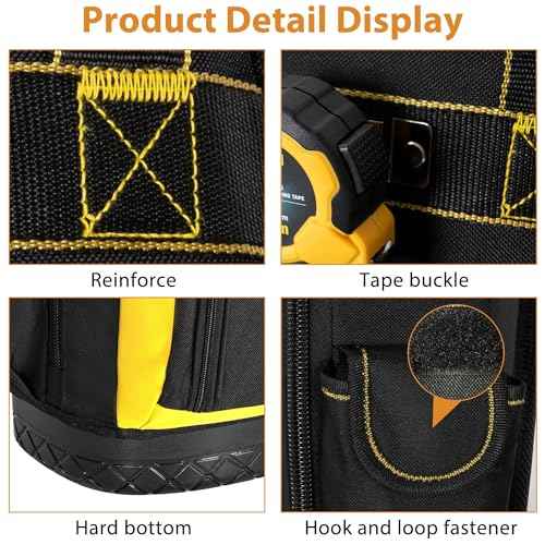 Tool Backpack, Tools Bag with Multi-Use Pockets, Waterproof Tool Bag with Padded Shoulder, Back, and Waist Straps