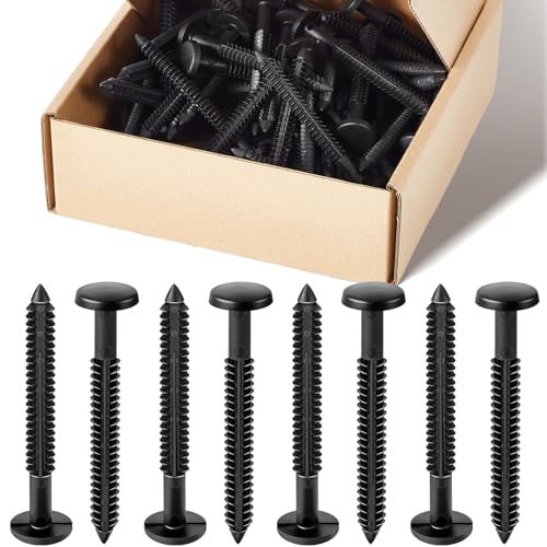 Black Vinyl Shutter Fasteners 3 Inch - 18 Pack, Durable UV Protected Pegs