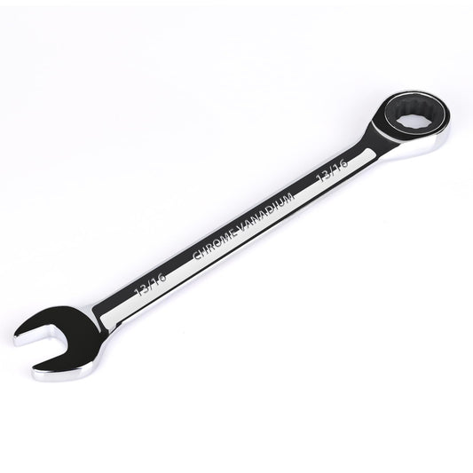 Egofine 13/16 inch Ratcheting Combination Wrench SAE, Industrial Grade Gear Spanner with 12-Point Design, 72-Tooth Ratchet, Chrome Vanadium Steel