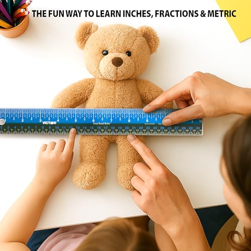 Victor 12-Inch Plastic Ruler with Dual-Color Metric & Standard Measurements - Non-Glare Straight Edge for School & Office, 1 Count