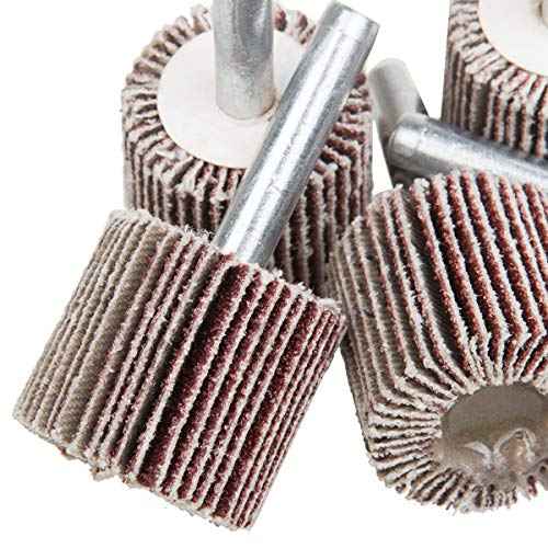 1" x 1" x 1/4" Shank Mounted Flap Wheels, 80 Grit Aluminum Oxide Mounted Abrasive Grinding Tool - 10 Pack