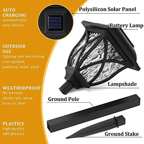 GIGALUMI 6 Pack Solar Garden Lights Waterproof Outdoor Pathway Lighting - Warm White