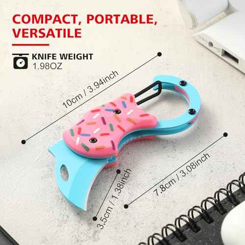 VIRENKNIFE Pink Pocket Knife for Women Men,Cool Folding Knife Box Cutter£¬Mini EDC Knives for Everyday Carry,Folding Utility Knife with Unique Donut Design,Ideal Gifts for Men and Women