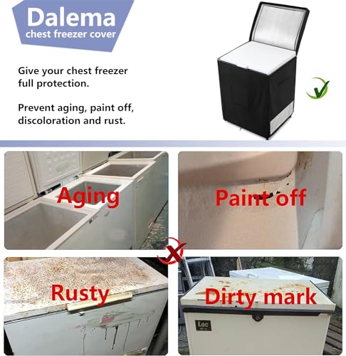 Dalema Outdoor Deep Freezer Cover 28"W x 23"D x 34"H for 5.0 cu ft Chest Freezer, Black