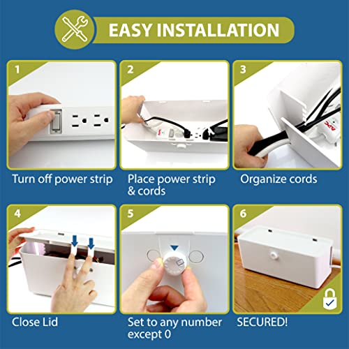 Baby Proof Power Strip Cover Box - Wappa Baby Dual Lock Child Safety Protector for Standard 6-Outlet Power Strips