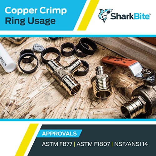 SharkBite 3/4 Inch Copper Crimp Ring Pack of 25 for PEX and PE-RT Plumbing