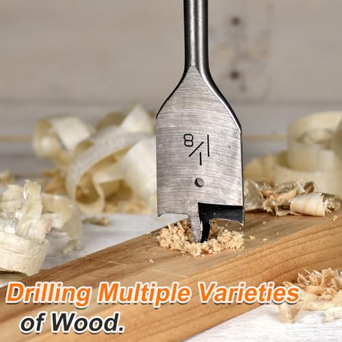 HARFINGTON 3Pcs Spade Drill Bit 3/4" Paddle Flat Bits Wood Hole Cutter with Quick Change 1/4 Inch Hex Shank for Woodworking Fiberglass, Silver Tone