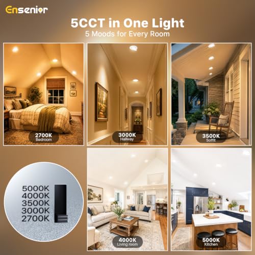 Ensenior 4 Inch Gimbal LED Recessed Light 5CCT Dimmable 9W 900LM 4 Pack