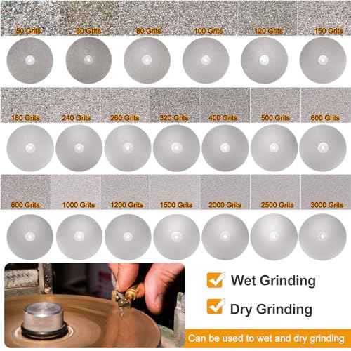 HARFINGTON Diamond Flat Lap Disc Set 6" x 1/2" Arbor 120/240/600/1000/1200/1500/2000/2500/3000 Grit Abrasive Wheel Lapping for Grinding Sanding Ceramics, Glass, Stones