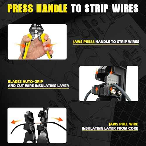 KJE Automatic Wire Stripper/Wire Cutter, 3 in 1 Adjustable Wire Stripper Tool for 8-24 AWG Solid and Stranded Electrical Wire | 10-22 AWG Wire Crimping Tool