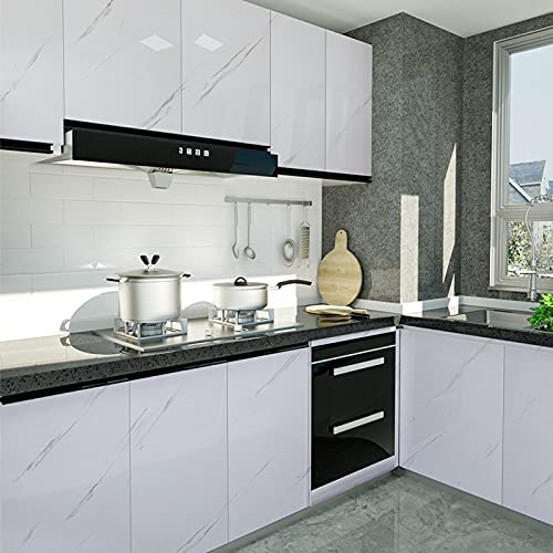 HELLKIT Marble Contact Paper White Peel and Stick Wallpaper 15.8"×118" - Removable Vinyl for Walls, Countertops & Crafts