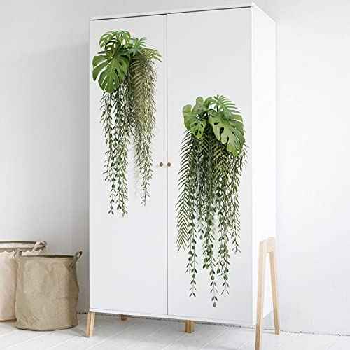 Green Plants Wall Stickers,Hanging Tree Vine Wall Decal Nature Plants Palm Leaf Wall Sticker Wall Art Mural for Bedroom Living Room Background Office Home D?cor