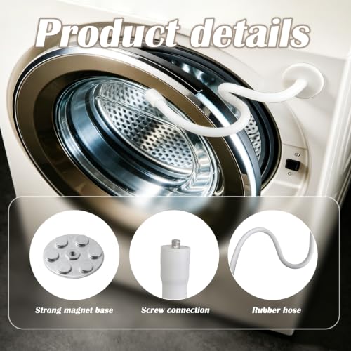 Yuibthr White Front Load Washer Door Prop with Magnetic Base - Removable Flexible Hose Stopper