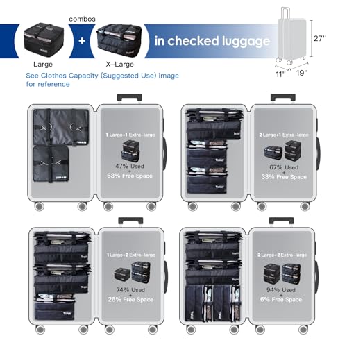 Grand Fusion Black L Hanging Travel Shelves Packing Organizer for Luggage - Expandable Suitcase Closet