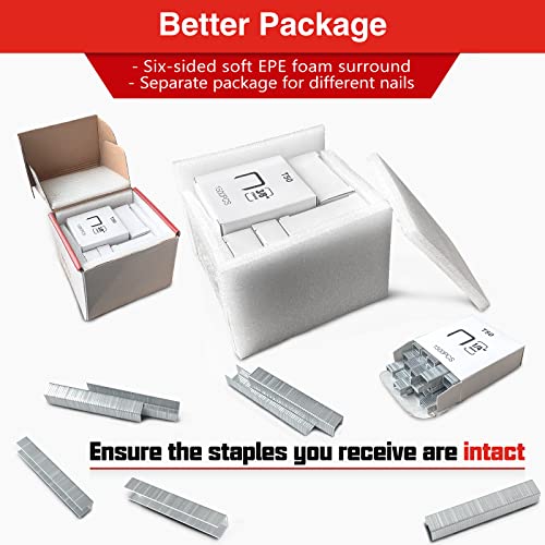 SHALL Heavy Duty T50 Staples & 18GA Brad Nails Combo Kit - 8000 Count, Multiple Sizes